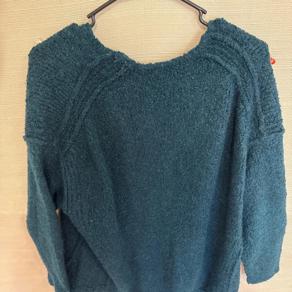 Free People Deep Teal V-Neck Sweater - Picture 2 of 2